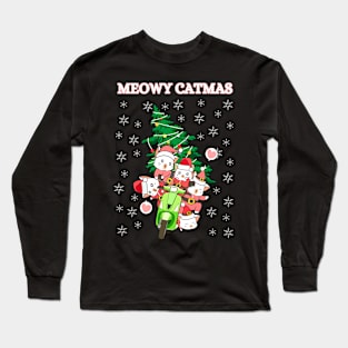 Kawaii Christmas Santa Cats Long Sleeve T-Shirt